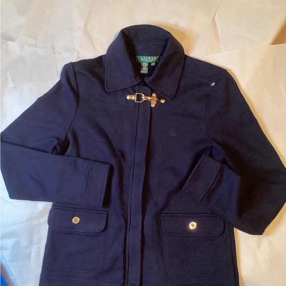 LAUREN RALPH LAUREN PETITE NAVY GOLD BUCKLE JACKET SZ. P/P - Picture 5 of 6